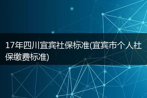 17年四川宜宾社保标准(宜宾市个人社保缴费标准)