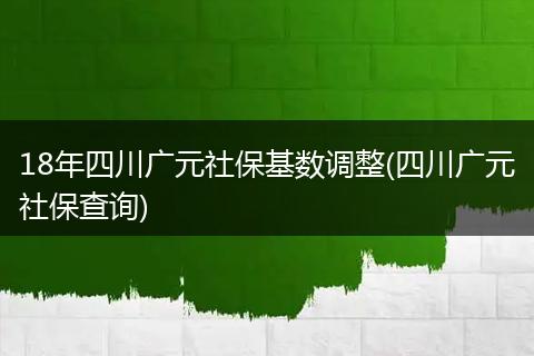 18年四川广元社保基数调整(四川广元社保查询)
