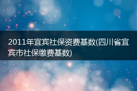 2011年宜宾社保资费基数(四川省宜宾市社保缴费基数)