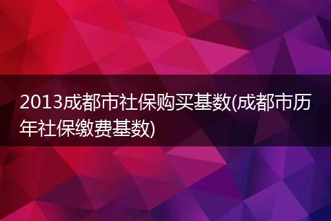 2013成都市社保购买基数(成都市历年社保缴费基数)