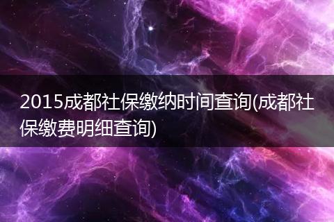2015成都社保缴纳时间查询(成都社保缴费明细查询)