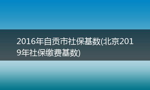 2016年自贡市社保基数(北京2019年社保缴费基数)