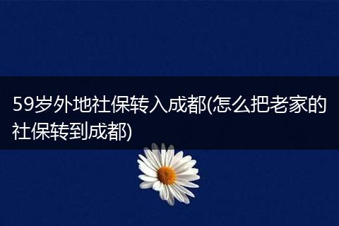 59岁外地社保转入成都(怎么把老家的社保转到成都)