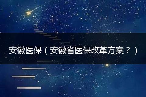 安徽医保（安徽省医保改革方案？）