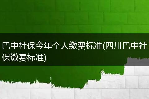 巴中社保今年个人缴费标准(四川巴中社保缴费标准)