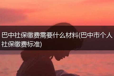 巴中社保缴费需要什么材料(巴中市个人社保缴费标准)