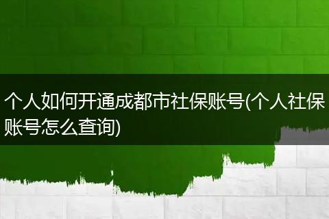 个人如何开通成都市社保账号(个人社保账号怎么查询)
