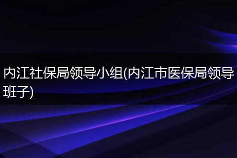 内江社保局领导小组(内江市医保局领导班子)