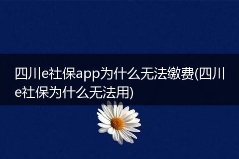 四川e社保app为什么无法缴费(四川e社保为什么无法用)