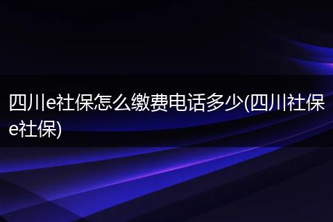 四川e社保怎么缴费电话多少(四川社保e社保)