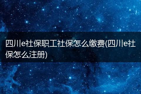 四川e社保职工社保怎么缴费(四川e社保怎么注册)