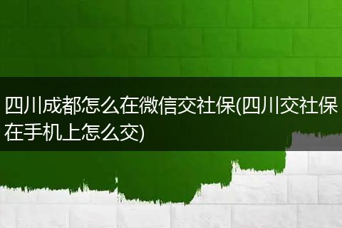 四川成都怎么在微信交社保(四川交社保在手机上怎么交)