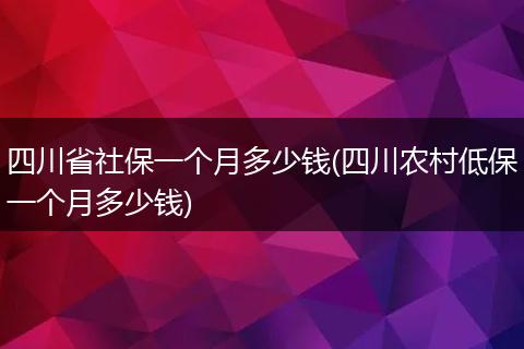四川省社保一个月多少钱(四川农村低保一个月多少钱)