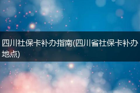 四川社保卡补办指南(四川省社保卡补办地点)
