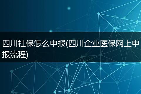 四川社保怎么申报(四川企业医保网上申报流程)