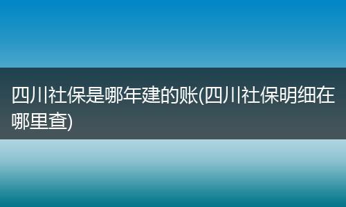 四川社保是哪年建的账(四川社保明细在哪里查)