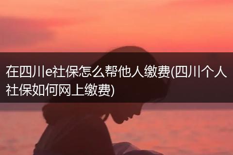 在四川e社保怎么帮他人缴费(四川个人社保如何网上缴费)