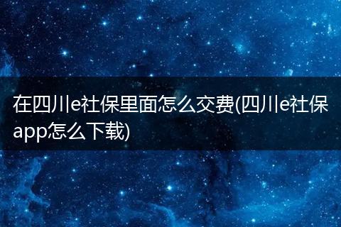 在四川e社保里面怎么交费(四川e社保app怎么下载)