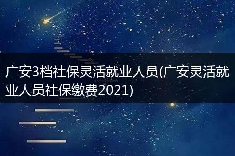 广安3档社保灵活就业人员(广安灵活就业人员社保缴费2021)