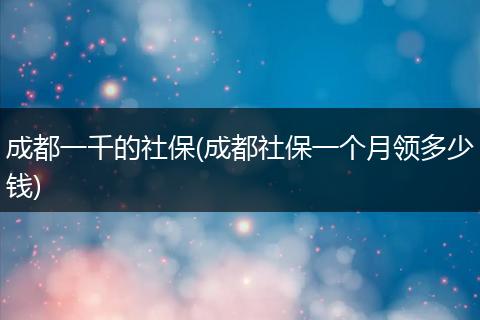 成都一千的社保(成都社保一个月领多少钱)