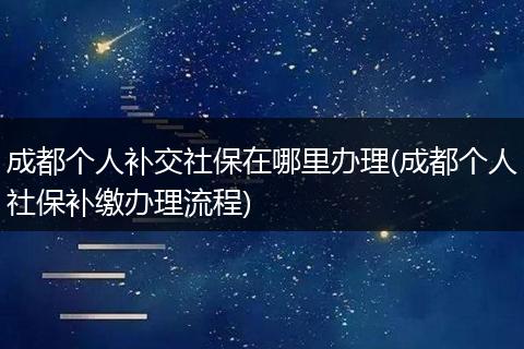 成都个人补交社保在哪里办理(成都个人社保补缴办理流程)