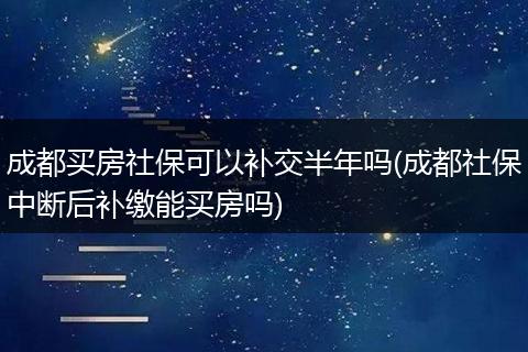 成都买房社保可以补交半年吗(成都社保中断后补缴能买房吗)