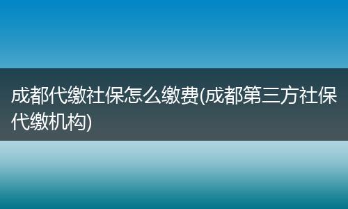 成都代缴社保怎么缴费(成都第三方社保代缴机构)