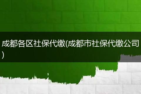 成都各区社保代缴(成都市社保代缴公司)