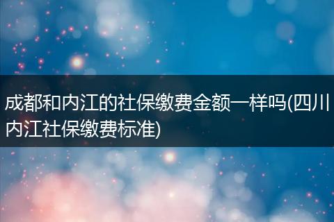 成都和内江的社保缴费金额一样吗(四川内江社保缴费标准)