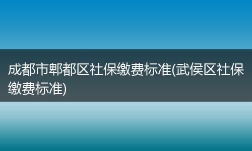 成都市郫都区社保缴费标准(武侯区社保缴费标准)