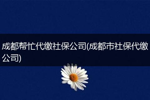 成都帮忙代缴社保公司(成都市社保代缴公司)