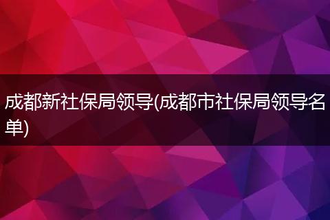 成都新社保局领导(成都市社保局领导名单)