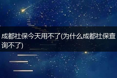 成都社保今天用不了(为什么成都社保查询不了)