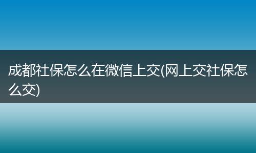 成都社保怎么在微信上交(网上交社保怎么交)