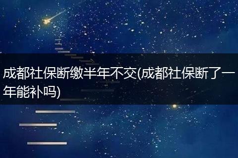 成都社保断缴半年不交(成都社保断了一年能补吗)