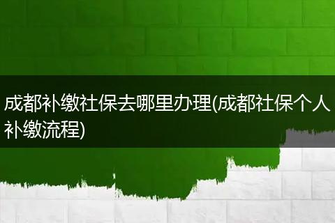 成都补缴社保去哪里办理(成都社保个人补缴流程)