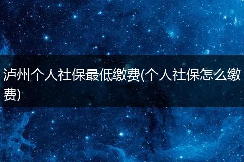 泸州个人社保最低缴费(个人社保怎么缴费)