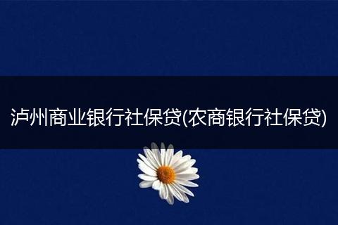 泸州商业银行社保贷(农商银行社保贷)