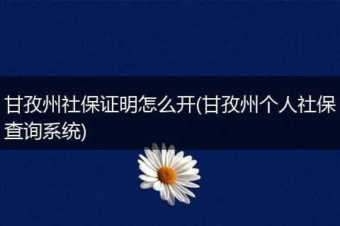 甘孜州社保证明怎么开(甘孜州个人社保查询系统)
