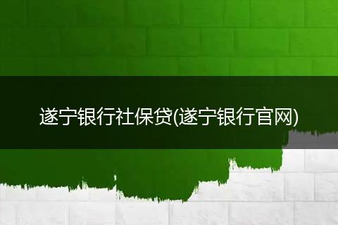 遂宁银行社保贷(遂宁银行官网)