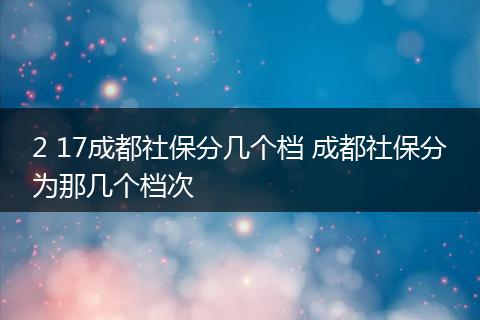 2 17成都社保分几个档 成都社保分为那几个档次