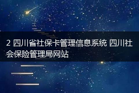 2 四川省社保卡管理信息系统 四川社会保险管理局网站
