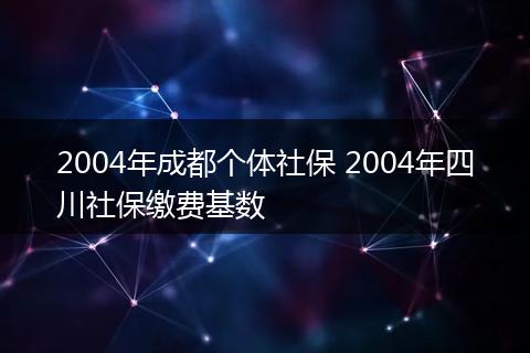 2004年成都个体社保 2004年四川社保缴费基数