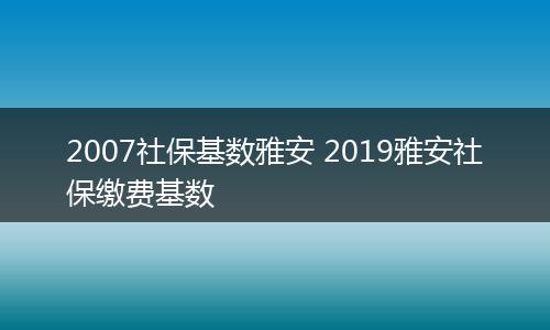 2007社保基数雅安 2019雅安社保缴费基数