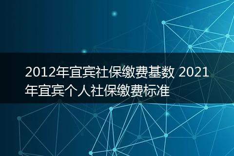 2012年宜宾社保缴费基数 2021年宜宾个人社保缴费标准