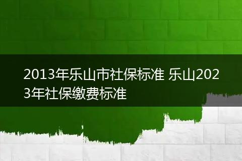2013年乐山市社保标准 乐山2023年社保缴费标准