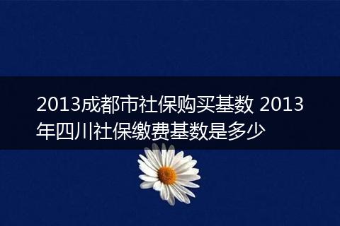 2013成都市社保购买基数 2013年四川社保缴费基数是多少