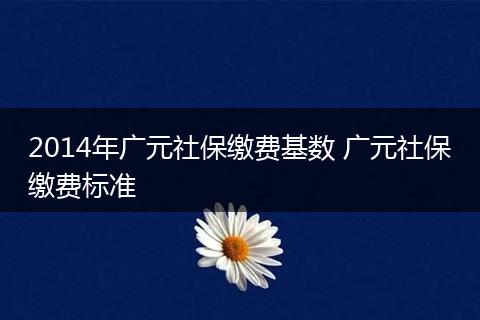 2014年广元社保缴费基数 广元社保缴费标准