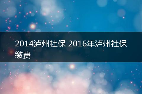 2014泸州社保 2016年泸州社保缴费