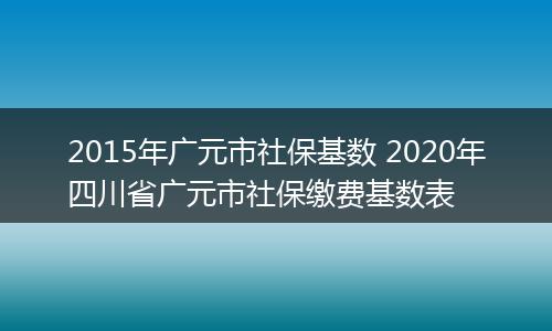 2015年广元市社保基数 2020年四川省广元市社保缴费基数表